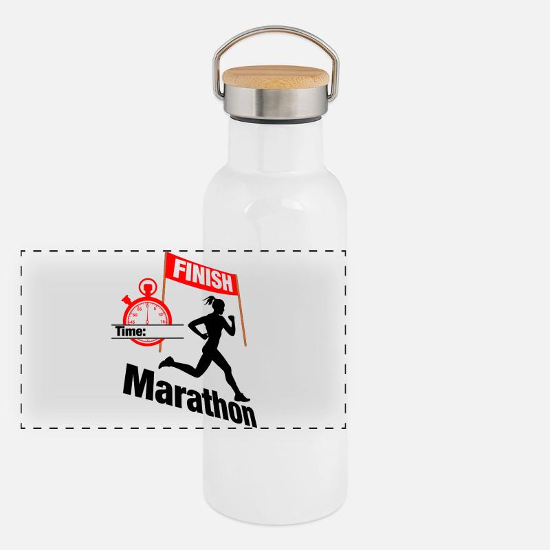 Coureuse marathonienne – Temps de course Gourde isotherme avec bouchon en bambou