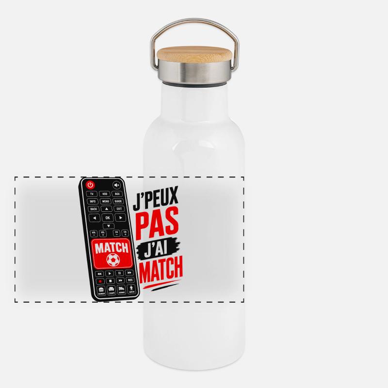 J'Peux Pas J'Ai Match Télécommande Coupe Du Monde - Gourde isotherme avec bouchon en bambou - blanc