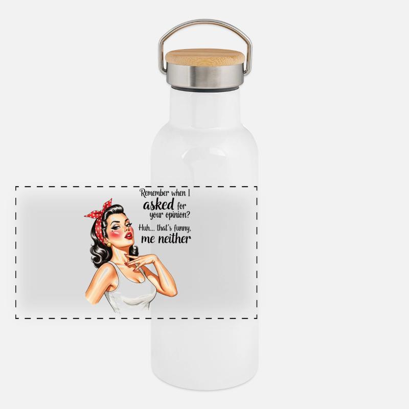 Demande votre avis rétro housewives Gourde isotherme avec bouchon en bambou
