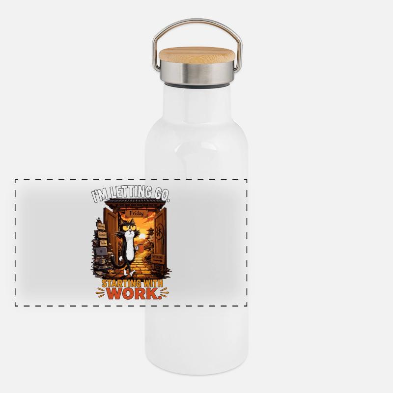 Friday Escape Cat: Angefangen mit der Arbeit Panorama Thermosflasche mit Bambusdeckel