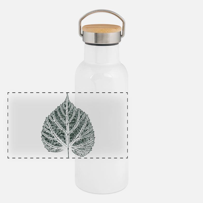 Feuille de tilleul - Feuilles naturelles Gourde isotherme avec bouchon en bambou