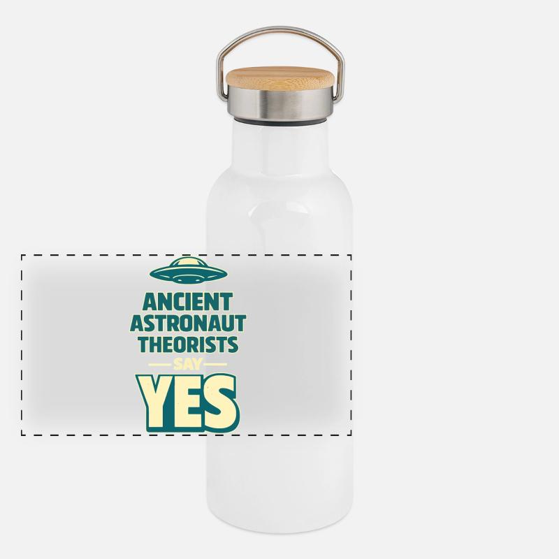 Uralter Astronaut Ja Panorama Thermosflasche mit Bambusdeckel