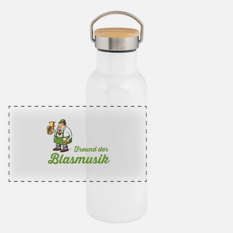Freund der Blasmusik Panorama Thermosflasche mit Bambusdeckel