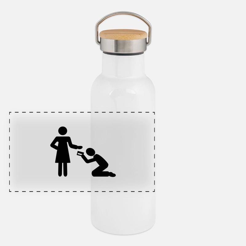 Frau - Mann Panorama Thermosflasche mit Bambusdeckel