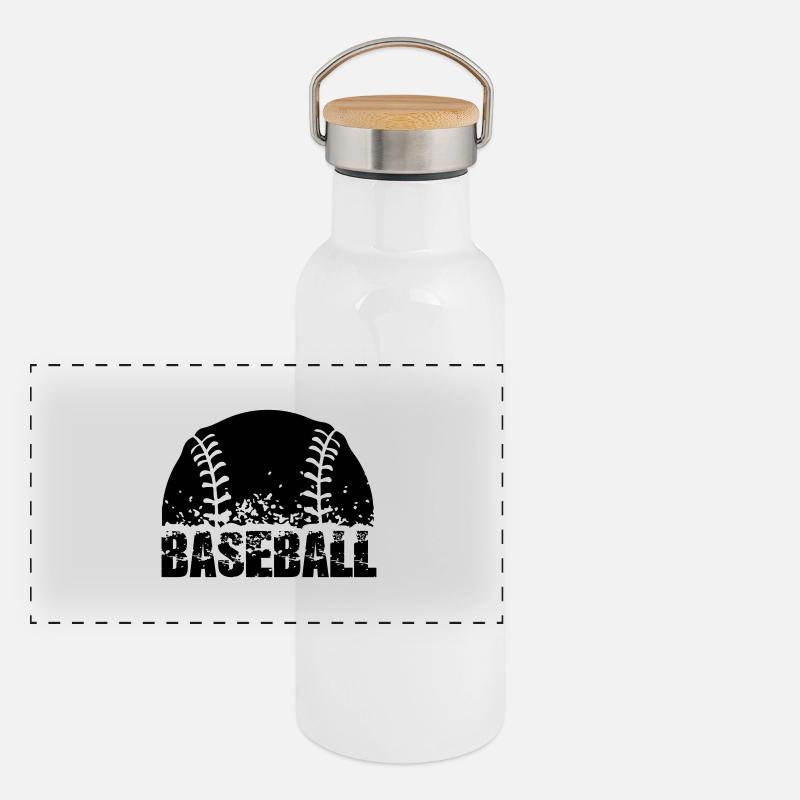 Baseball Panorama Thermosflasche mit Bambusdeckel