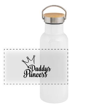 Daddys Princess (dh) - Panorama Thermosflasche mit Bambusdeckel - Weiß - Vorne