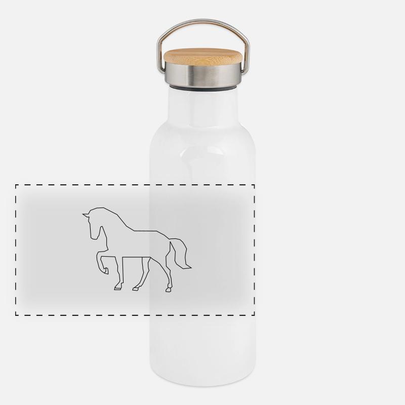 Pferd Panorama Thermosflasche mit Bambusdeckel