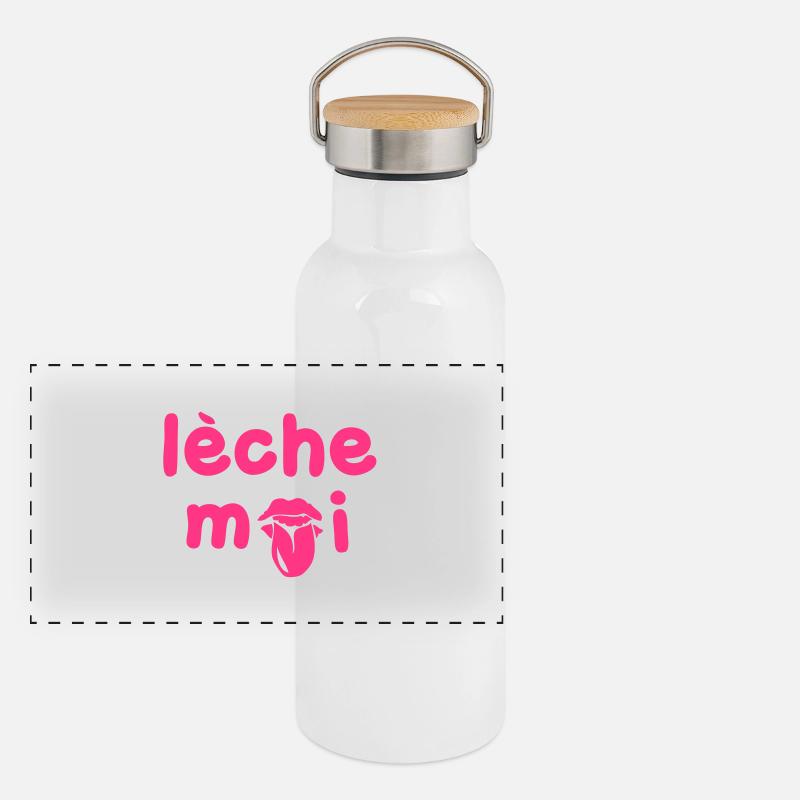 leche oder Sie wollen mich Panorama Thermosflasche mit Bambusdeckel