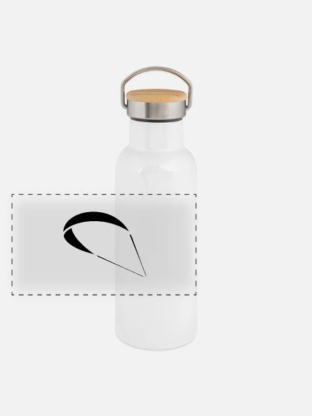 Kite Gleitschirm - Panorama Thermosflasche mit Bambusdeckel - Weiß - Vorne