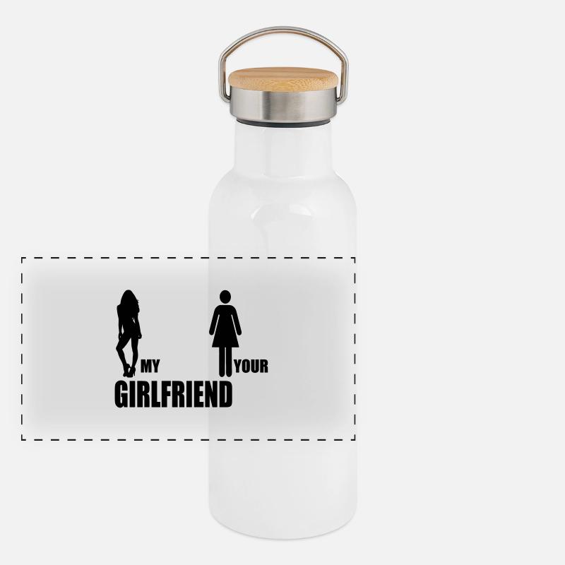 my girlfriend your girlfriend Panoramic Thermal Bottle with Bamboo Lid