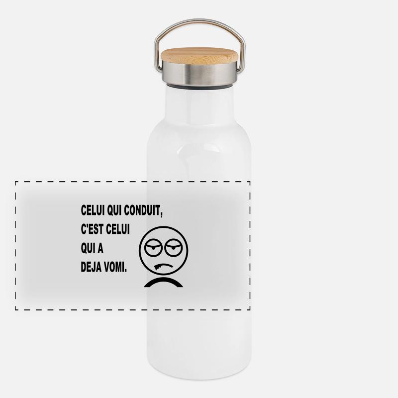 sam_deja_vomi_humour Gourde isotherme avec bouchon en bambou