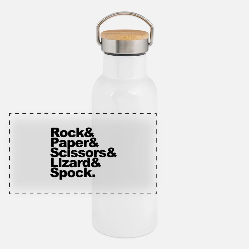 Rock Paper Scissors Lizard Spock Panoramic Thermal Bottle with Bamboo Lid