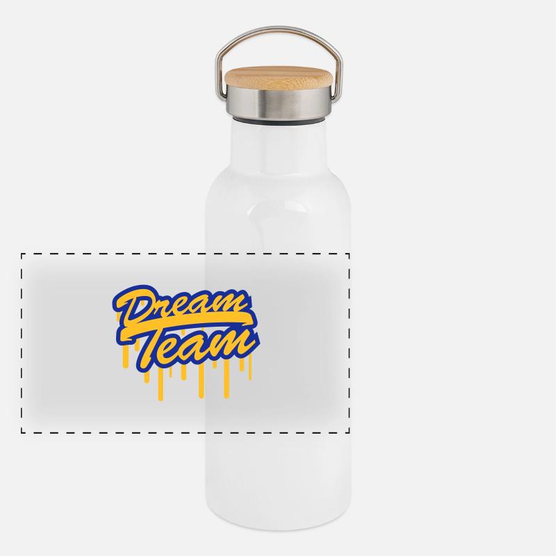 Timbre Graffiti Logo Design Dream Team Freunde peu Gourde isotherme avec bouchon en bambou