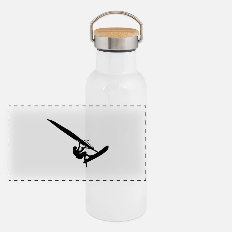 Windsurfer (Vector) Panorama Thermosflasche mit Bambusdeckel