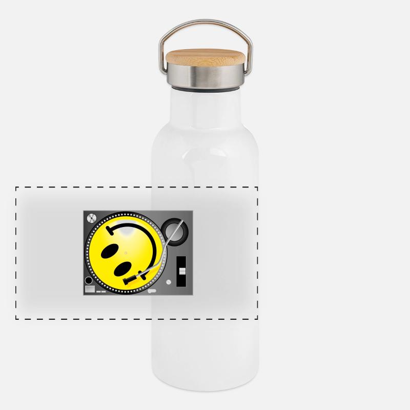 Smiley Record Player Panoramic Thermal Bottle with Bamboo Lid