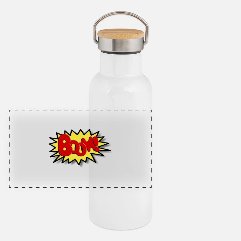 Boom Comicstyle Comic Figure Lichtenstein Pop Art Panoramic Thermal Bottle with Bamboo Lid