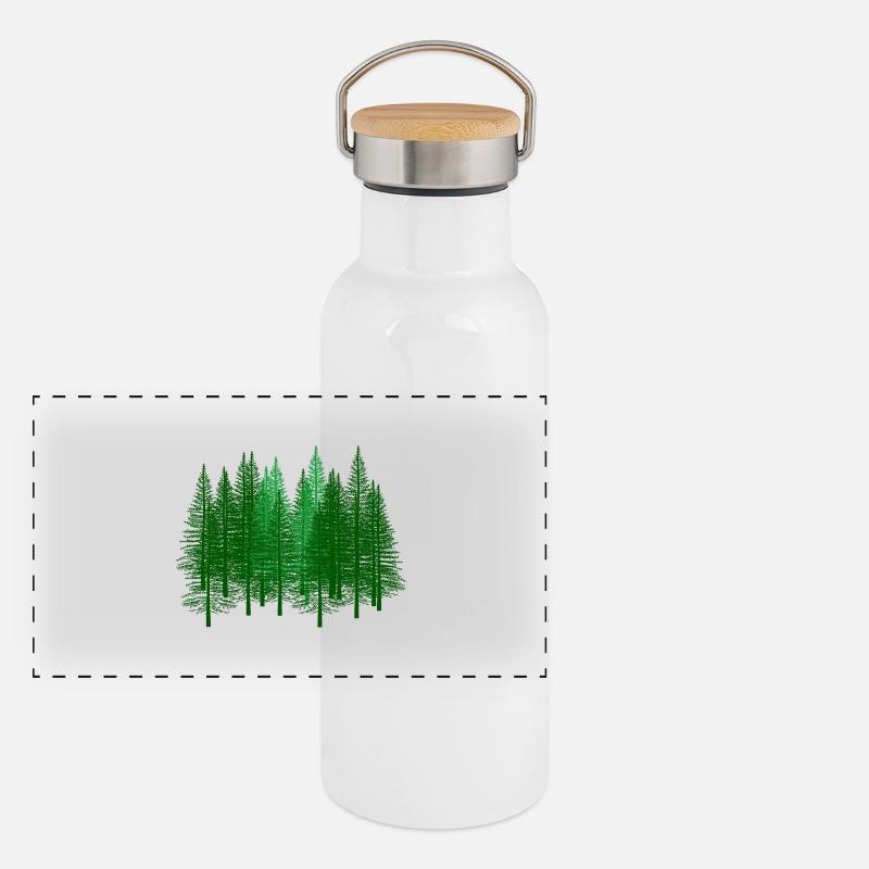 vert, forêt, forêts, forestier, chasseur, sapin, sapin, forêts Gourde isotherme avec bouchon en bambou