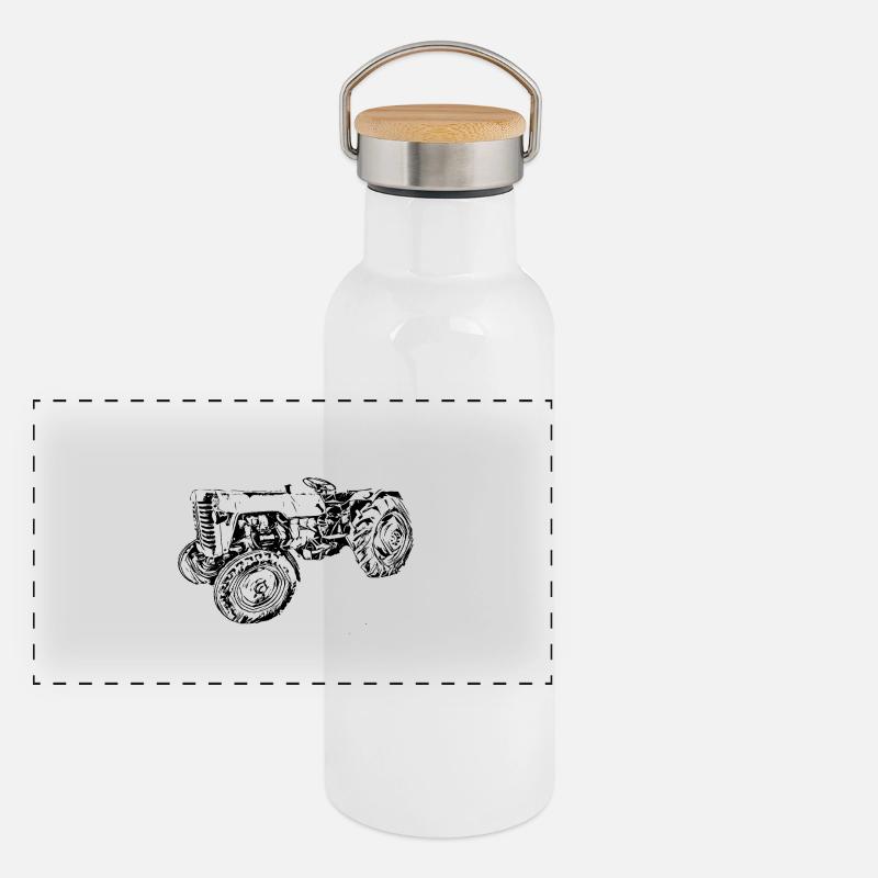 Traktor Panorama Thermosflasche mit Bambusdeckel