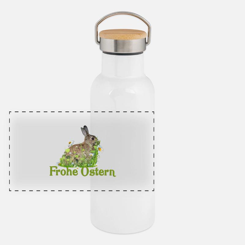 Joyeuses Pâques Gourde isotherme avec bouchon en bambou
