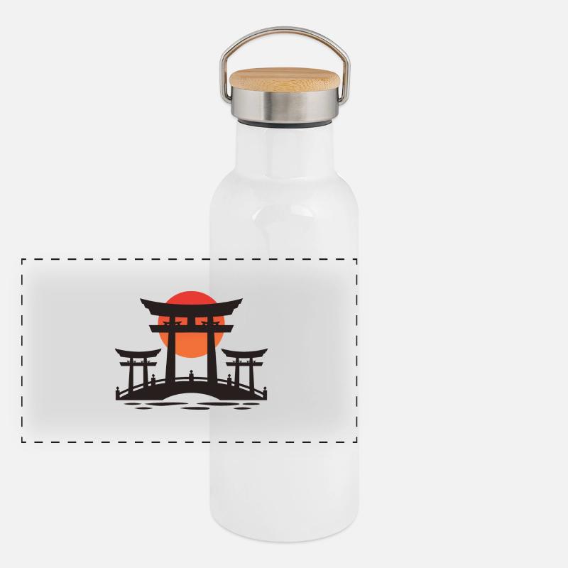 japanese Gate Panorama Thermosflasche mit Bambusdeckel