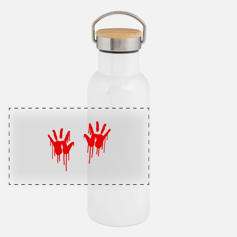 Blutige Hand Panorama Thermosflasche mit Bambusdeckel