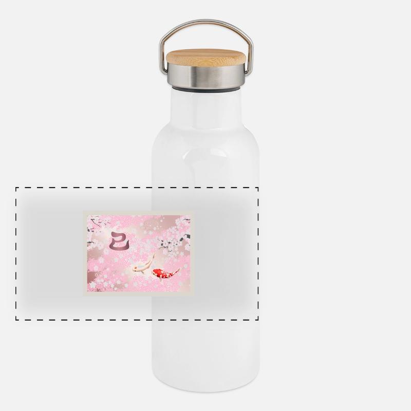 Nouvel An chinois 2025 Cherry Blossom Koi Fish Gourde isotherme avec bouchon en bambou