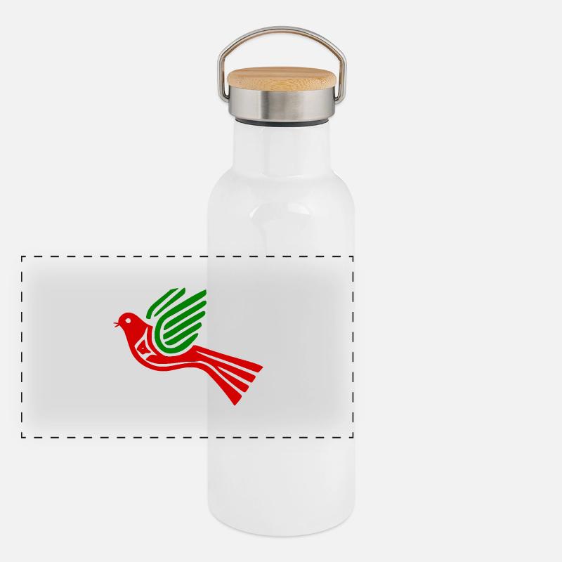 Colombe de la paix Gourde isotherme avec bouchon en bambou