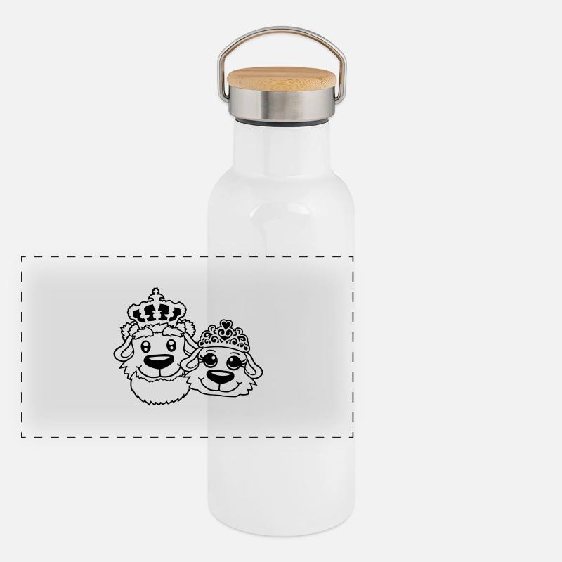 Two Dogs Crown King Queen Ruler Majesty Panoramic Thermal Bottle with Bamboo Lid