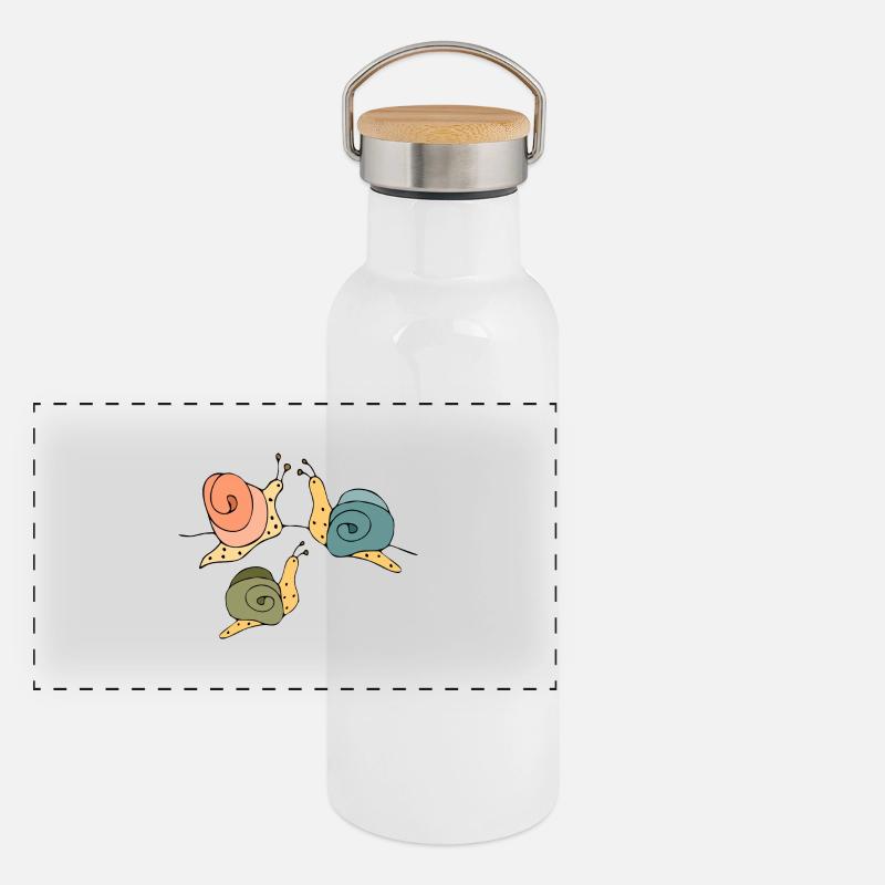 Schnecken Panorama Thermosflasche mit Bambusdeckel
