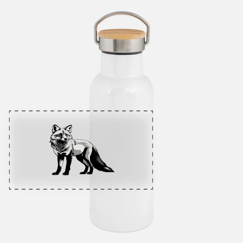Fox - Cute Animal Design Panoramic Thermal Bottle with Bamboo Lid