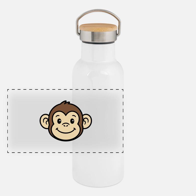 Monkey Face - Panoramic Thermal Bottle with Bamboo Lid - white