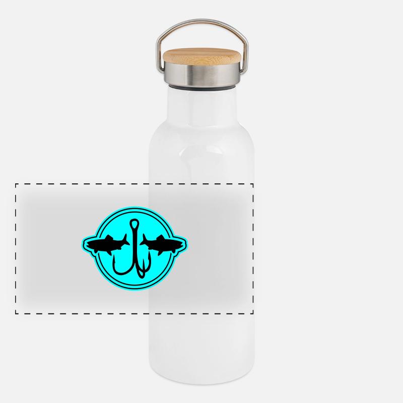 Symbole de pêche Hameçon Gourde isotherme avec bouchon en bambou