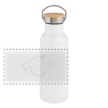 Mallorca - Panorama Thermosflasche mit Bambusdeckel - Weiß - Vorne