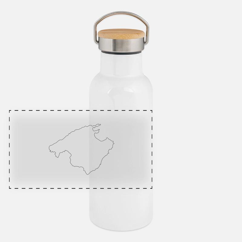 Mallorca - Panorama Thermosflasche mit Bambusdeckel - Weiß