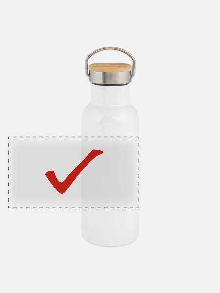 Check - Haken - Panorama Thermosflasche mit Bambusdeckel - Weiß