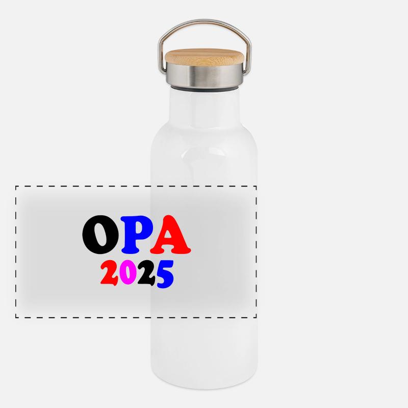 Papy 2025 Gourde isotherme avec bouchon en bambou