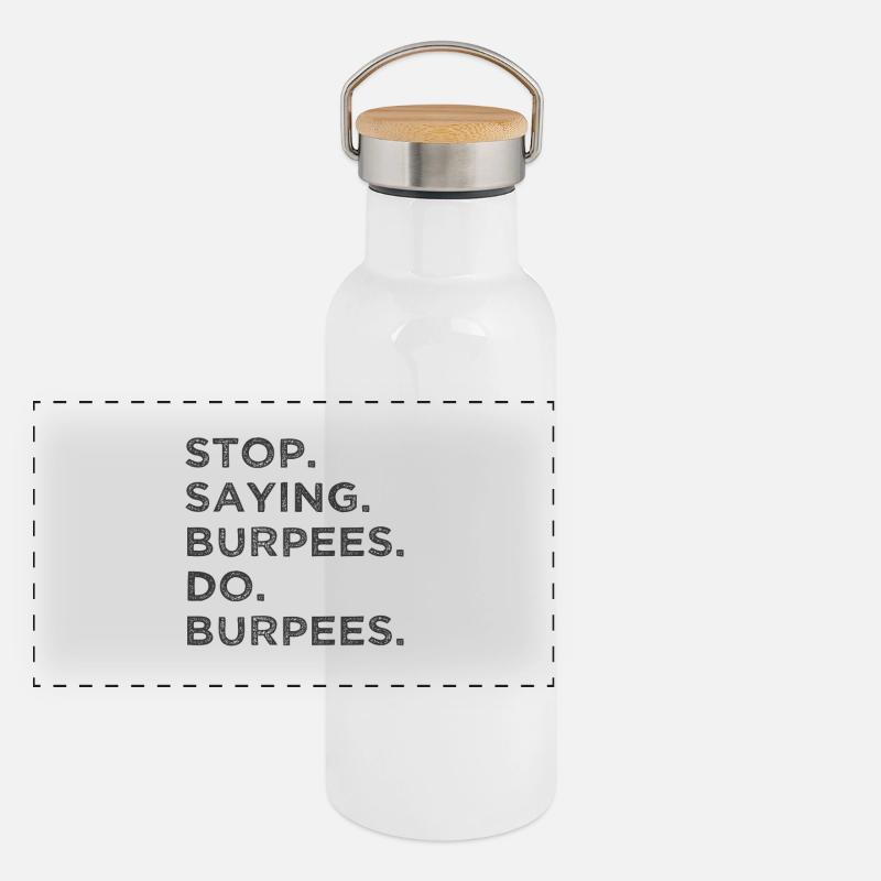 Stop Reden – Mach Burpees! Panorama Thermosflasche mit Bambusdeckel