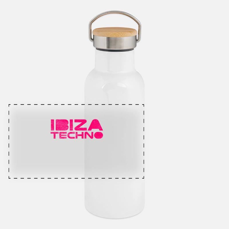 Ibiza Techno Panorama Thermosflasche mit Bambusdeckel