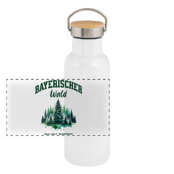 Bayerischer Wald Bayern Shirt Wald Natur Wandern - Panorama Thermosflasche mit Bambusdeckel - Weiß - Vorne