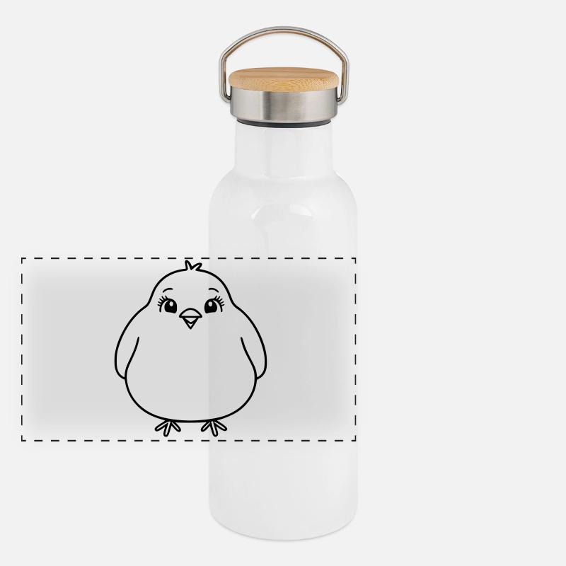 Chubby bird as vector illustration Panoramic Thermal Bottle with Bamboo Lid