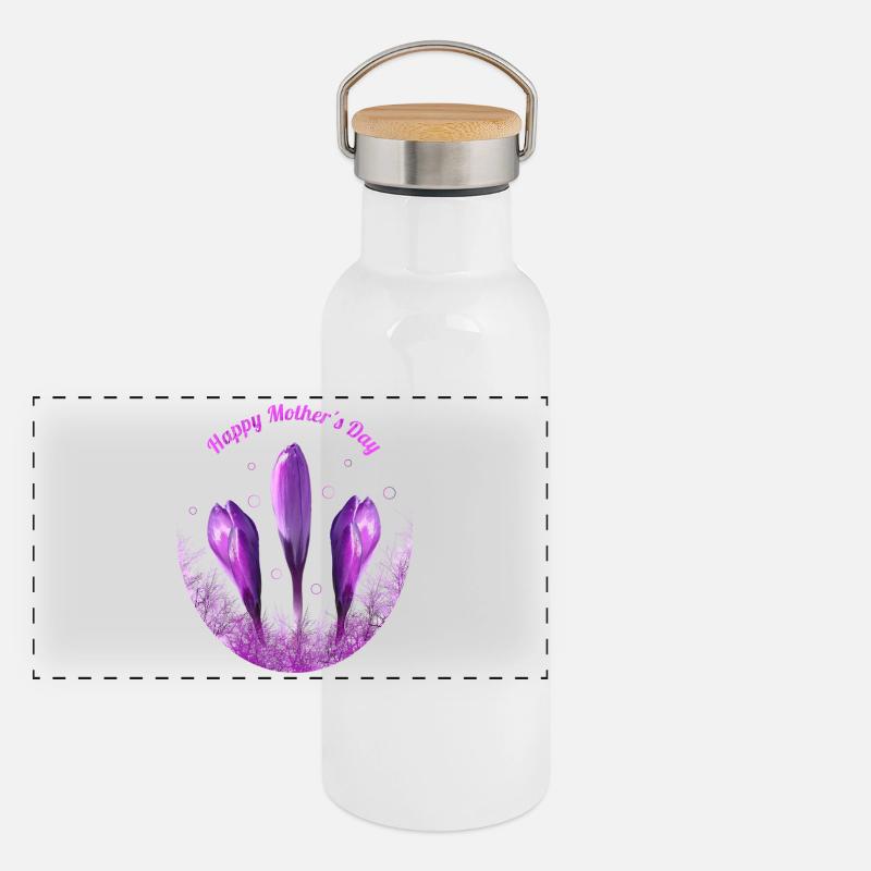 Crocus Fête des Mères Gourde isotherme avec bouchon en bambou