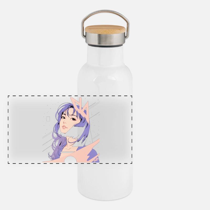 Weltraum-Nostalgie ✨ Panorama Thermosflasche mit Bambusdeckel