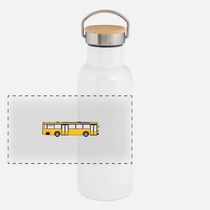 Busfahrer Bus Omnibus Kraftfahrer Schulbus (25) Panorama Thermosflasche mit Bambusdeckel