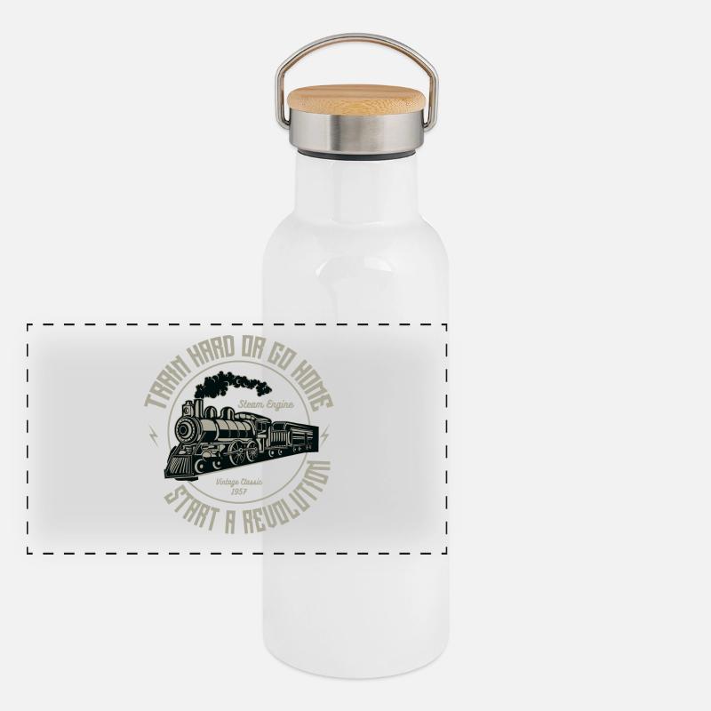Train Panorama Thermosflasche mit Bambusdeckel