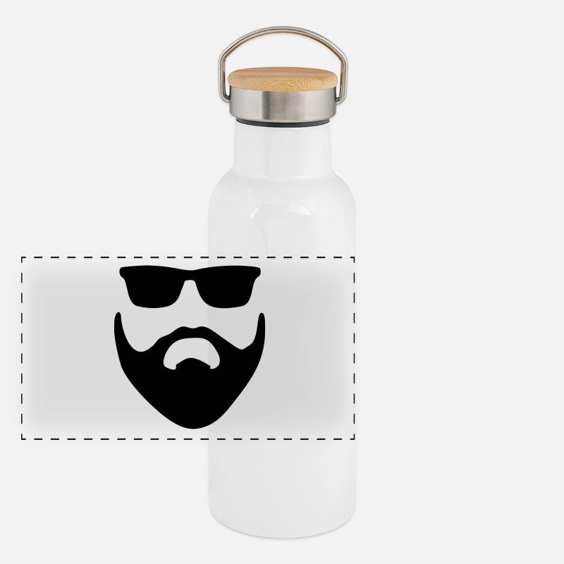 Bart mit Brille Panorama Thermosflasche mit Bambusdeckel
