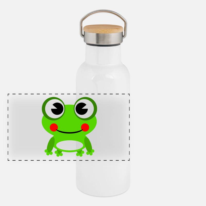 Frosch Panorama Thermosflasche mit Bambusdeckel