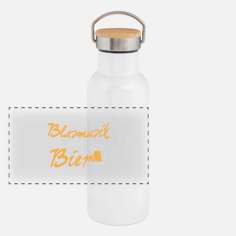Blasmusik und Bier Geschenk T-Shirt Panorama Thermosflasche mit Bambusdeckel