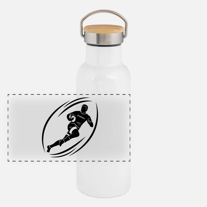 Passion rugby Gourde isotherme avec bouchon en bambou
