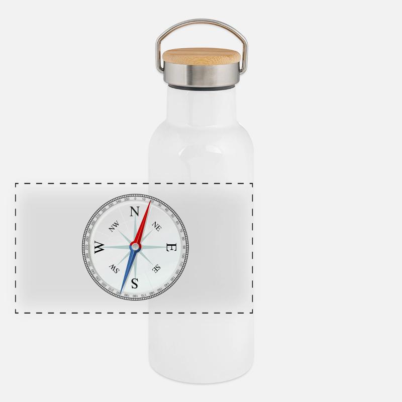 Kompass Panorama Thermosflasche mit Bambusdeckel