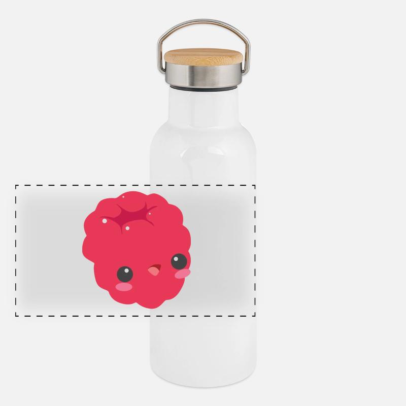 süße Himbeere Panorama Thermosflasche mit Bambusdeckel